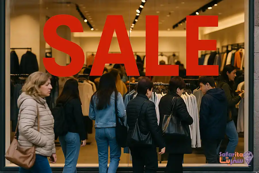 حراج در ایروان و مردم در سفر خرید در ارمنستان